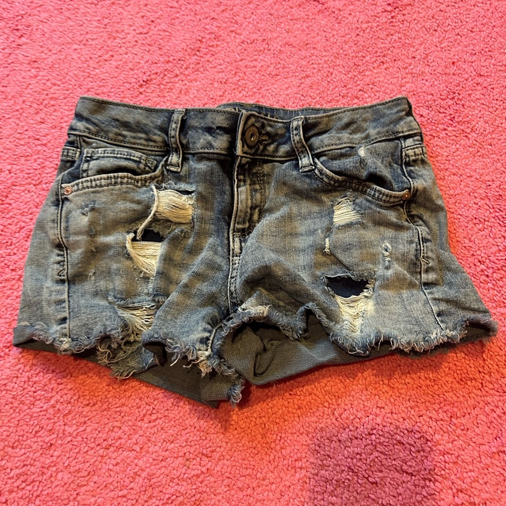 Aeropostale Blue Jean Shorts Distressed Style